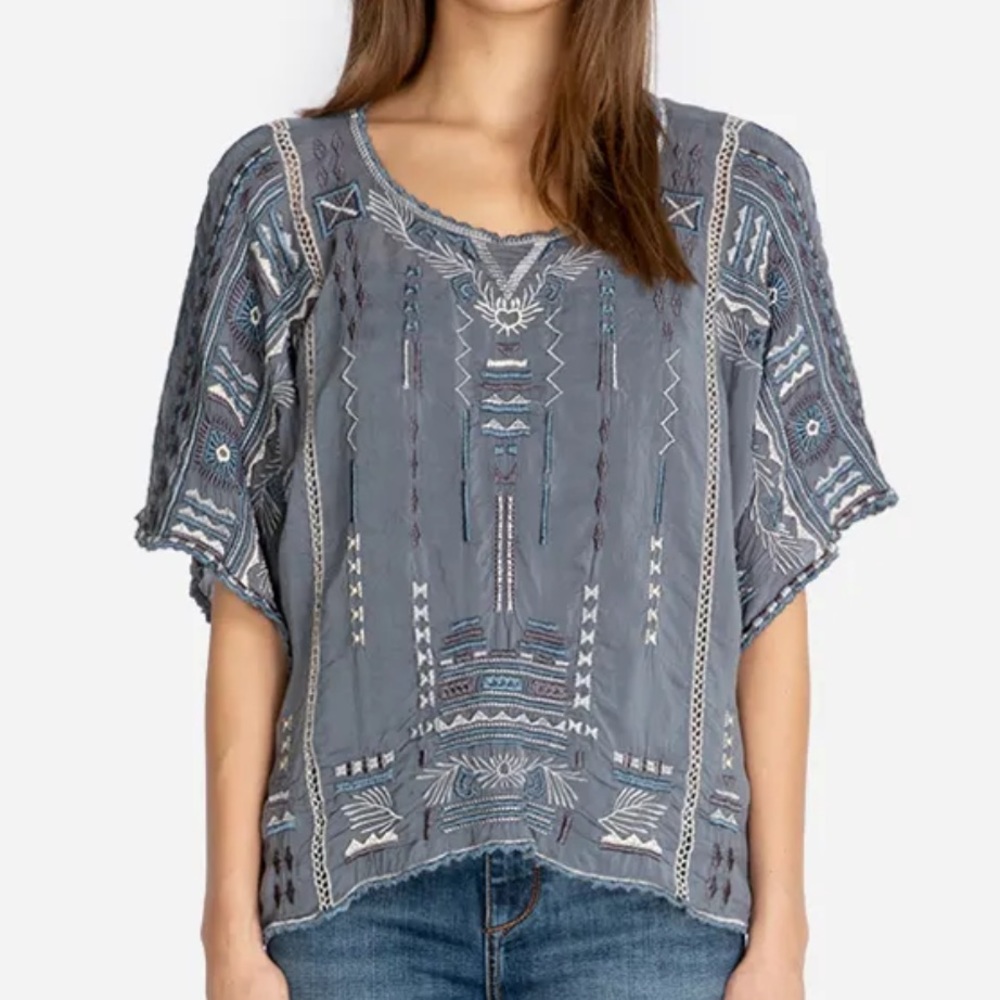 Johnny Was Jurnee Crop Top, Gray, M